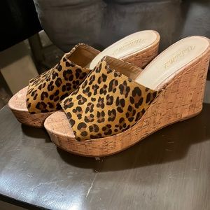 Ariat Unbridled Leopard Print Wedges Size 10